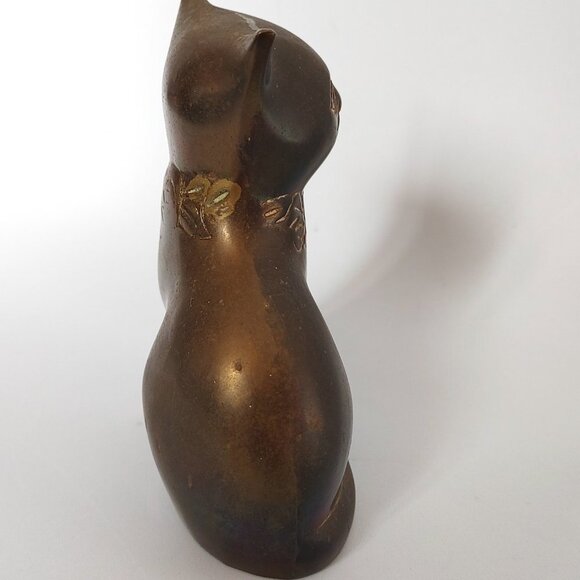 VINTAGE BRASS KITTEN Figure Gold Tone 70s RETRO Midcentury - Picture 5 of 6